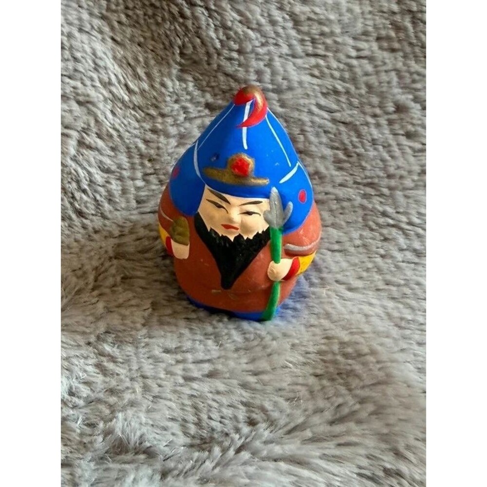 Bishamonten Japanese Clay Doll Hand Painted